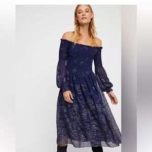 Free People Navy Midi Dress
